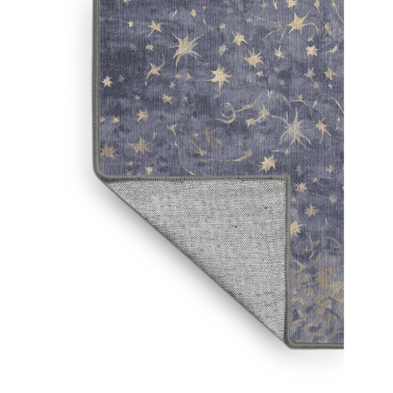 Machine Washable Gray Area Rug, Round 5'