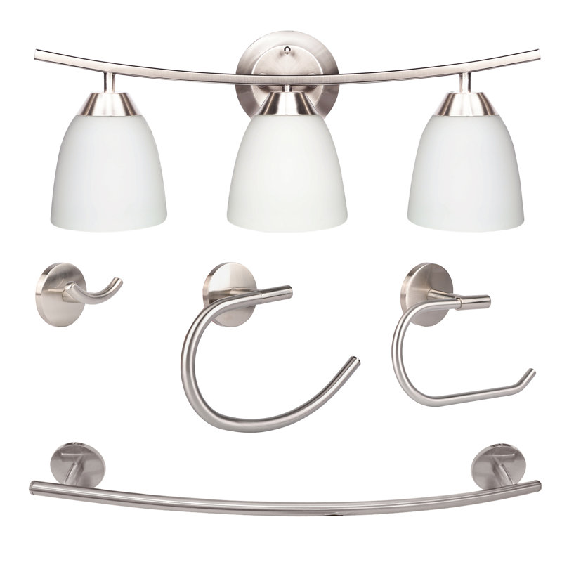 Ensemble de meuble-lavabo à 3 têtes en nickel brossé 22 po avec quincaillerie de salle de bain Naeva