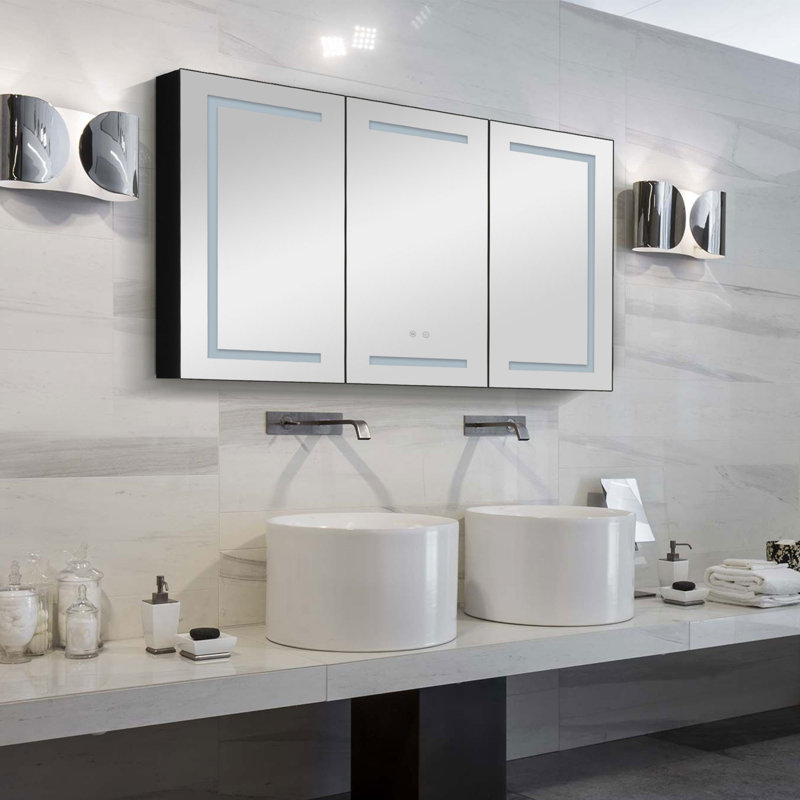 Camrynn 48 in. Mirrored Medicine Cabinet with LED Lights