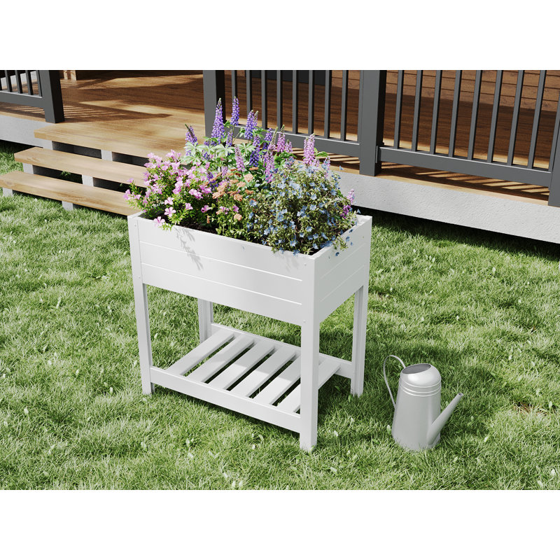 Classic 33" L X 19" W X 33" H Vinyl Elevated Garden, White