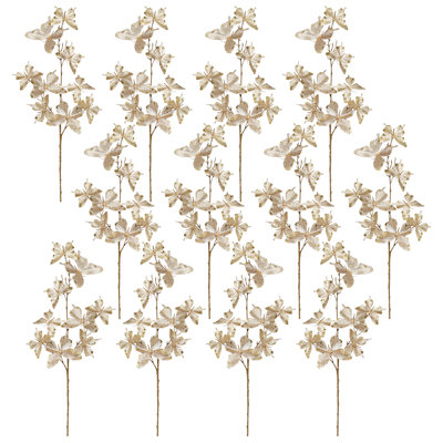 Festive Glitter Leaf Spray, Set Of 12 – 37 Inches