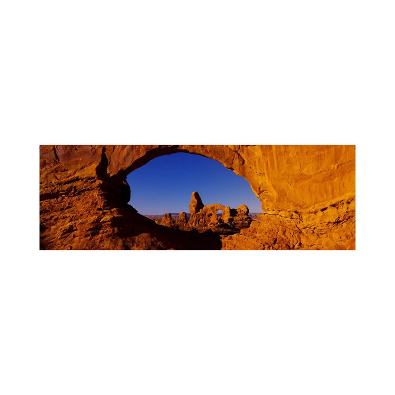 Natural Arch On A Landscape, Arches National Park, Utah, USA - Wrapped Canvas Panoramic Print