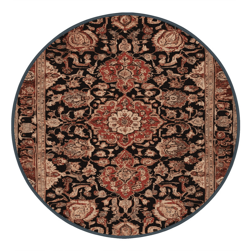 Tapis brun lavable à la machine, Rond 6 pi