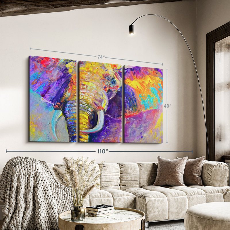 Animal «Rainbow Elephant Canvas Print» sur, H 74 po x l 48 po