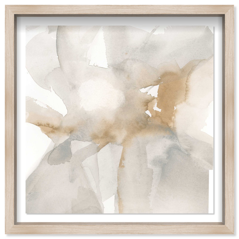 Neutral Flow II Shadowbox Abstract Print by Oliver Gal, Black Frame, 12 x 12, 21.5"H x 21.5"W, Natural Oak Frame