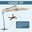 Parasol de patio décalé de 10 pi, inclinaison manuelle, manivelle à 360 °, ventilé, résistant au vent pour le marché-705774513