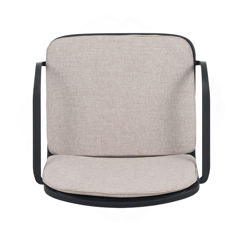 Fauteuil club d'extérieur en polypropylène Luna, structure noire avec coussin beige, ensemble de 2, 2, Noir