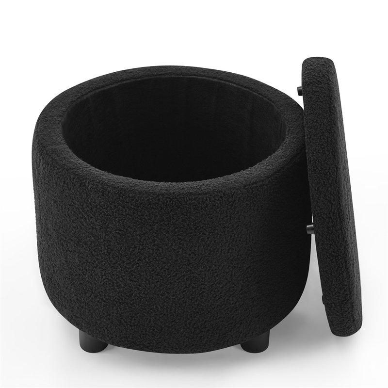 Repose-pieds de rangement rond de 33 po de largeur, Noir
