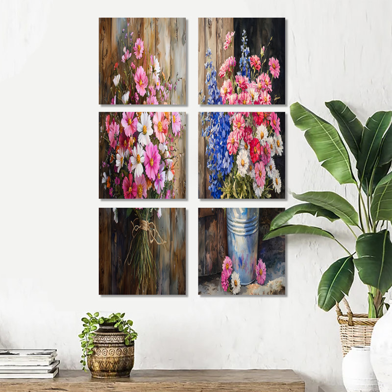 Ensemble de 6 impressions sur toile Wild Garden, Toile tendue, Ne s’applique pas