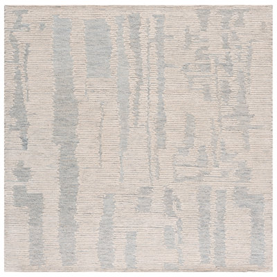 Harvest 301 Hand Tufted Wool; Cotton Abstract Rug in Ivory/Light Blue