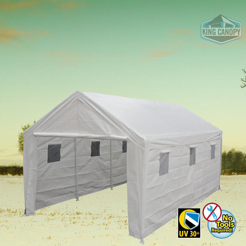 Hercules 10ft x 20ft White Metal Frame Enclosed Carport Garage