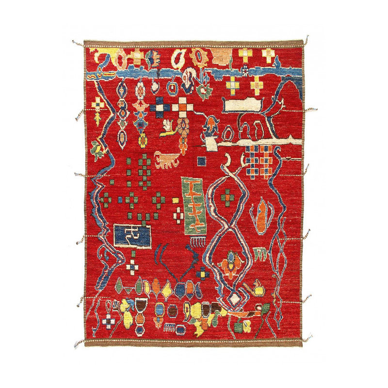 Tapis en laine d'agneau unique 7 pi 11 po x 10 pi 9 po Neevan