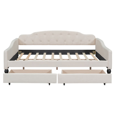 Full Size Upholstered Tufted Daybed With Two Drawers -  STYLISH, OKKK612-GX001326AAA