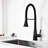 Pull Down Faucet For Kitchen, Matte Black Stainless Steel, Rust- Surface Treatment, 360 Rotating Nozzle Easy Water Supply Repellent Surface,