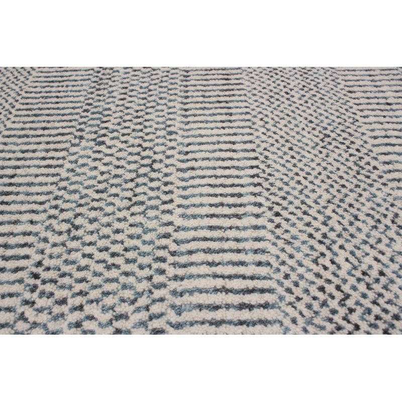 Tapis noué la noir/gris à main perle Wanette