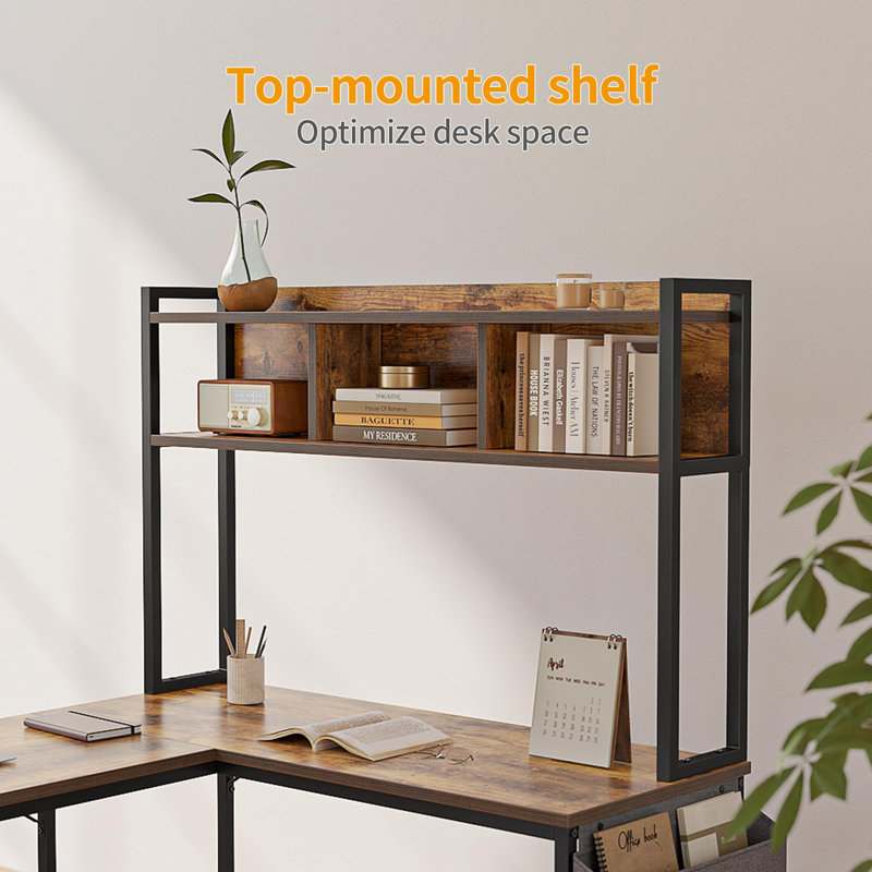 Stathelle L-Shaped Metal Base Writing Desk, Black