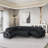 Chocolate RHF Corduroy Cuddler Half U-Shape Sectional With Pull Out Bed + Armrest Storage W/ USB + 6 Pillows-1203358971