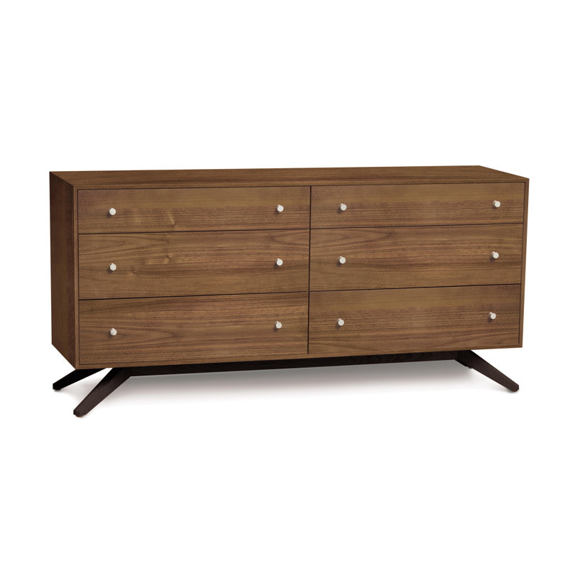 Astrid 6 Drawer Dresser, Walnut and Dark Chocolate Maple, Conventional