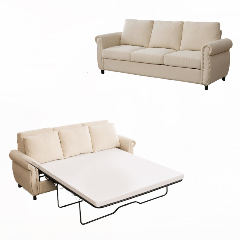 Canapé-lit 81,5 po à 3 places avec canapé-lit et matelas, Beige