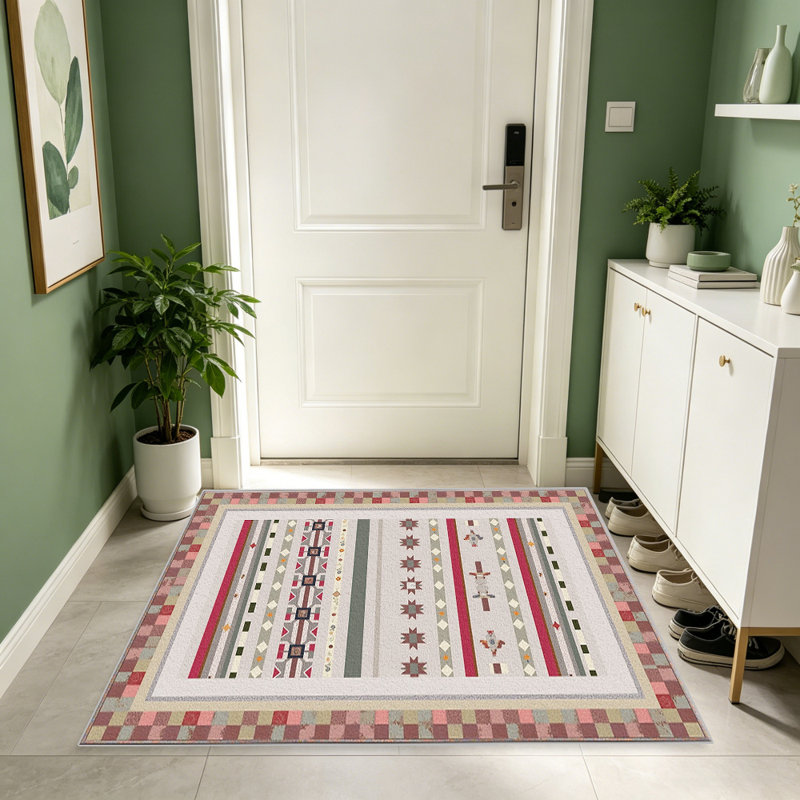 Red Orange Kilimern Geometric carpet-easy to clean, machine-washable, soft and comfortable; suitable for door mats, kitchens, living rooms, bedrooms, corridors, and laundry areas. Easy to clean, durable carpet for home decoration.