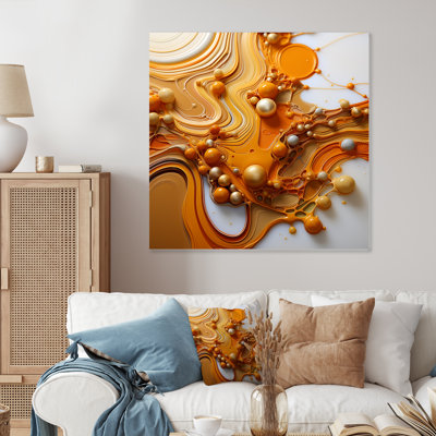 Jaune et blanc liquide, charme liquide - encre liquide, art mural abstrait en métal