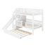 Structure de lit superposé ludique avec escalier de rangement, glissade amusante et lit gigogne pratique-129888081