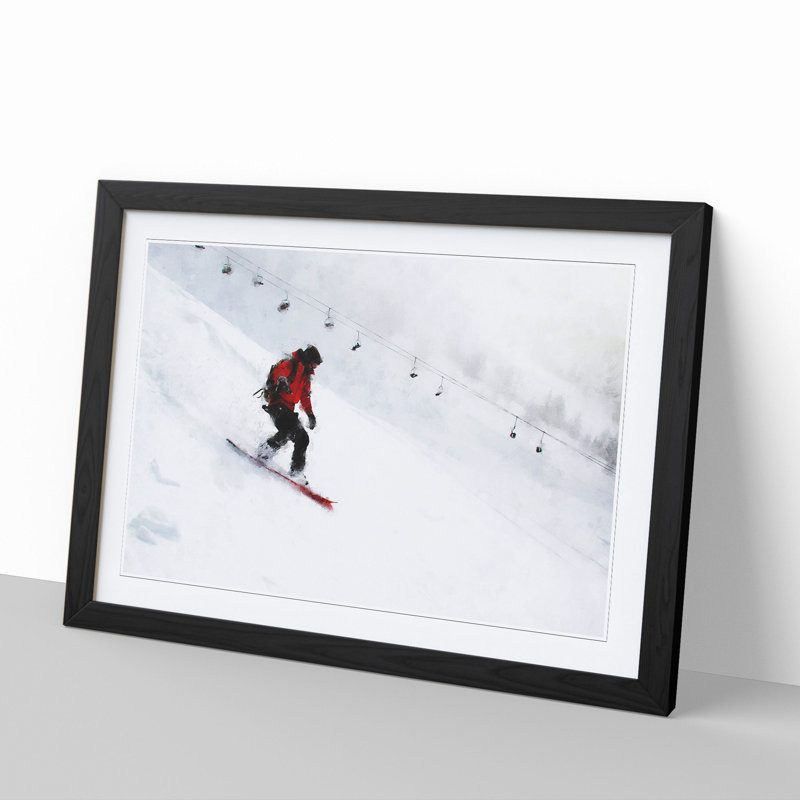 Snowboarding - Picture Frame Graphic Art, 27cm H x 36cm W x 2cm D, Black Framed