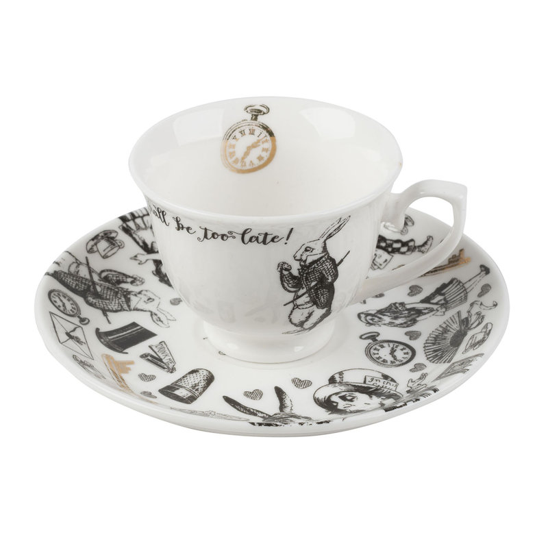 Alice In Wonderland Ceramic Espresso Cup and Saucer, 1