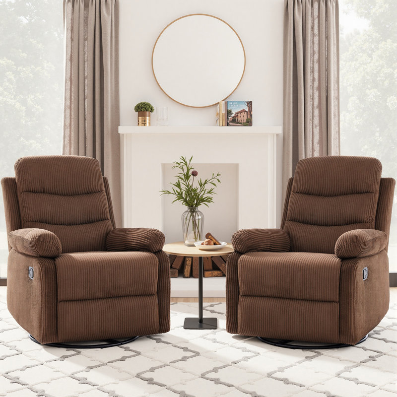 Ensemble de 2 chaises confortables en velours côtelé pivotant à 360 ° Casanova, Velours côtelé brun