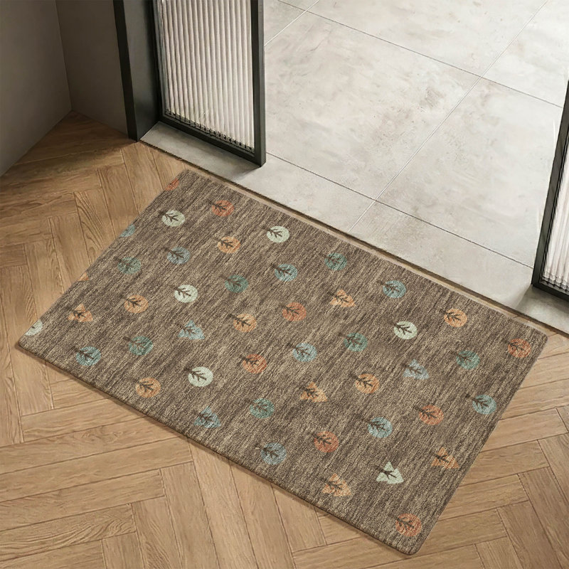 Tapis géométrique Premium lavable à la machine Villers AMF2550, Brun, 1'8" x 2'6"