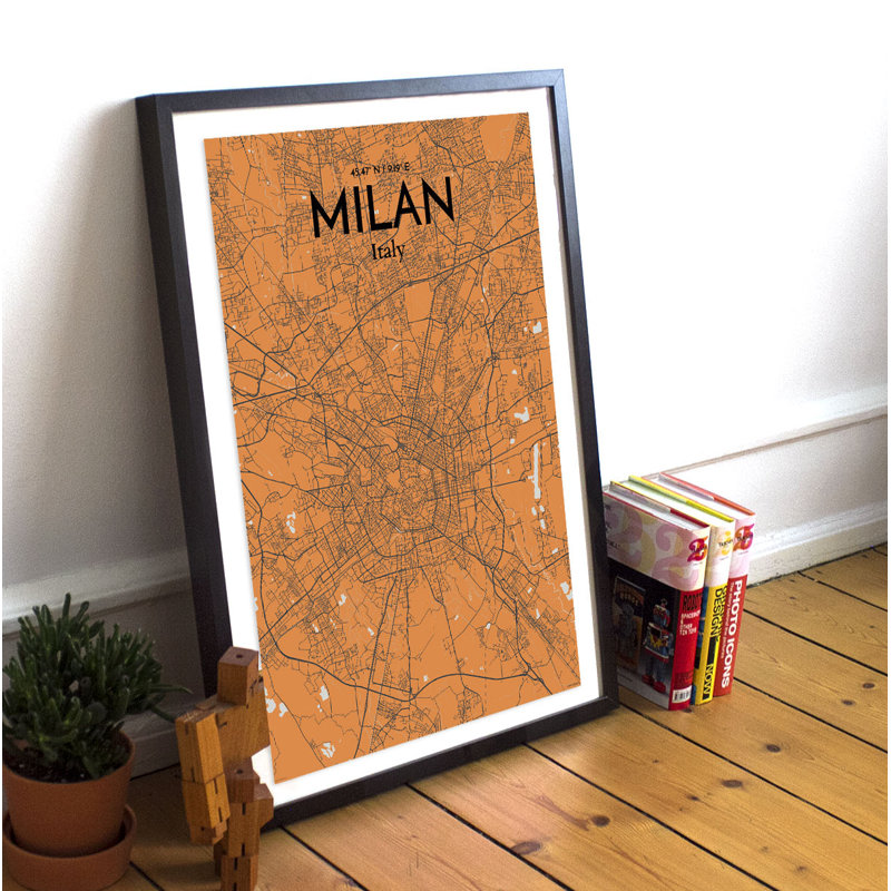 Milan City Map - No Frame Print, 43.2cm H x 27.9cm W x 0.13cm D
