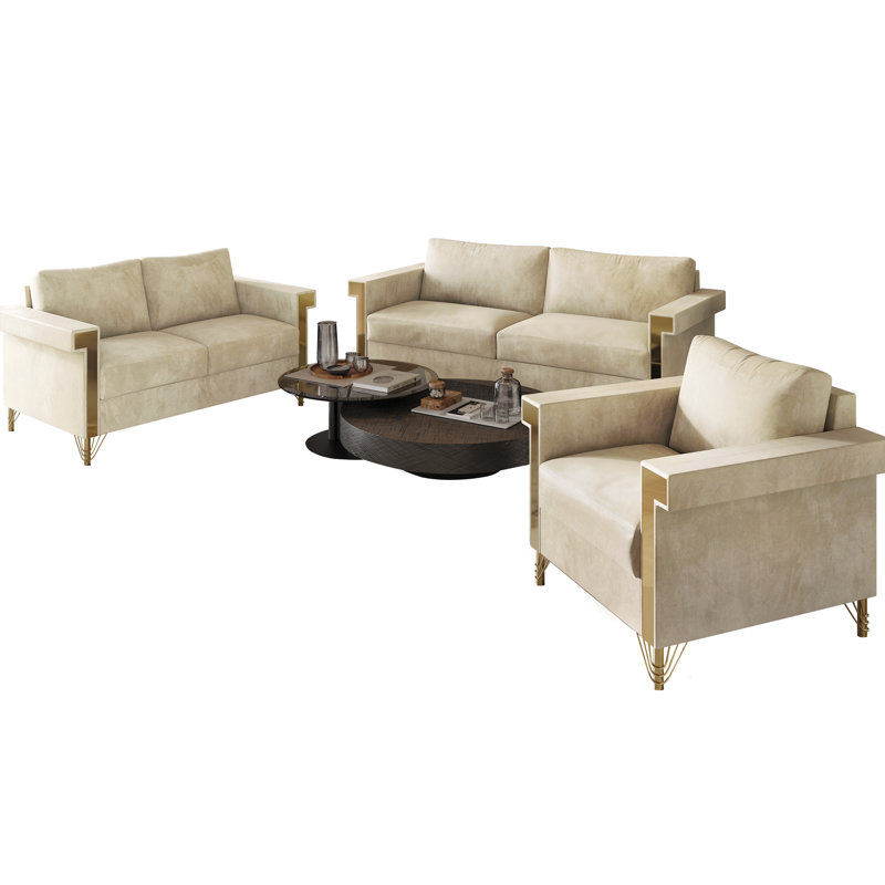 Snaresbrook 3 - Piece Living Room Set, Champagne