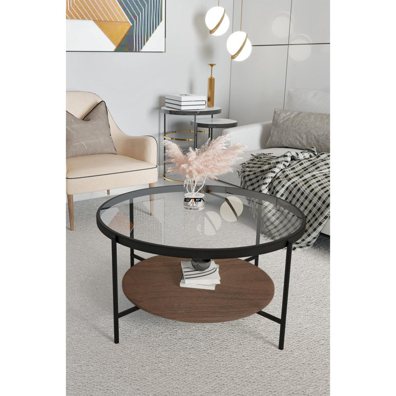 Coffee Table, Transparent, Walnut/Black