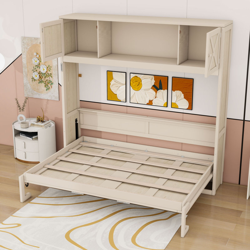 Lit escamotable double avec armoires de rangement