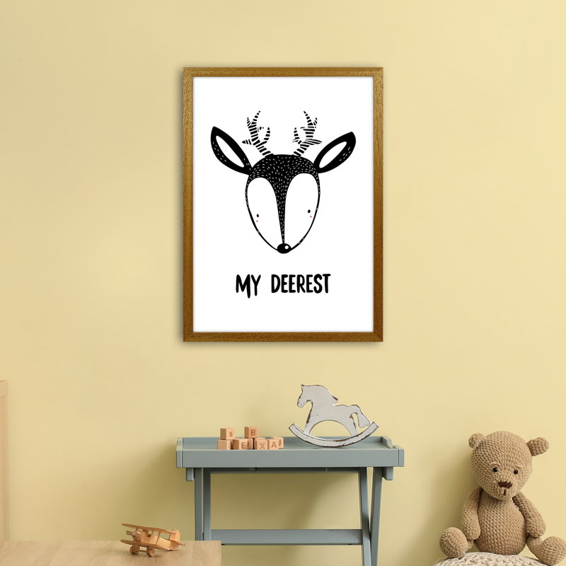 Deer by Miniofmine - Print, Brown Framed, 63cm H x 46cm W x 3cm D