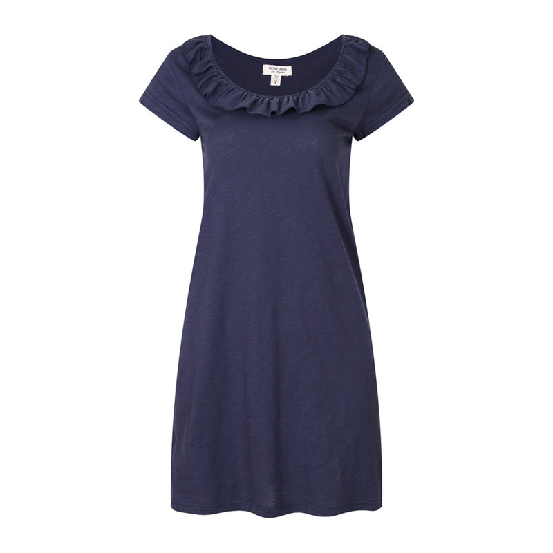 Peignoir 100% coton fille / femme + peignoir au-dessus du genou, L, Bleu marine