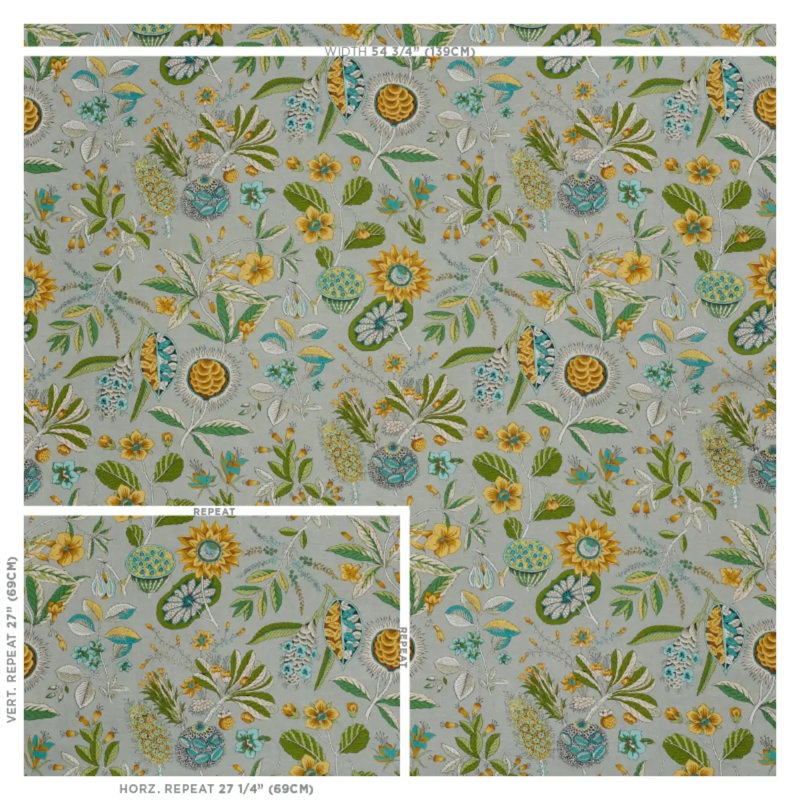 Roca Redonda Fabric, Gray/Ochre