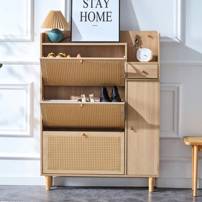 Mobilier de salon couleur bois - Matériau de décoration de style japonais minimaliste moderne et minimaliste pour le rangement de chaussures