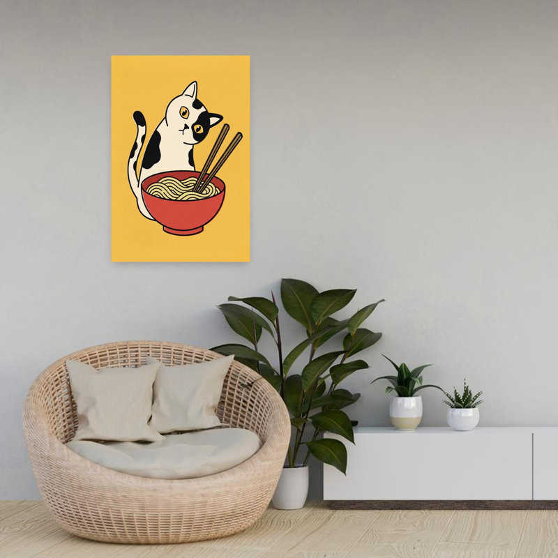 «Curious Cat Ramen», art mural contemporain, H 24 po x l 16 po