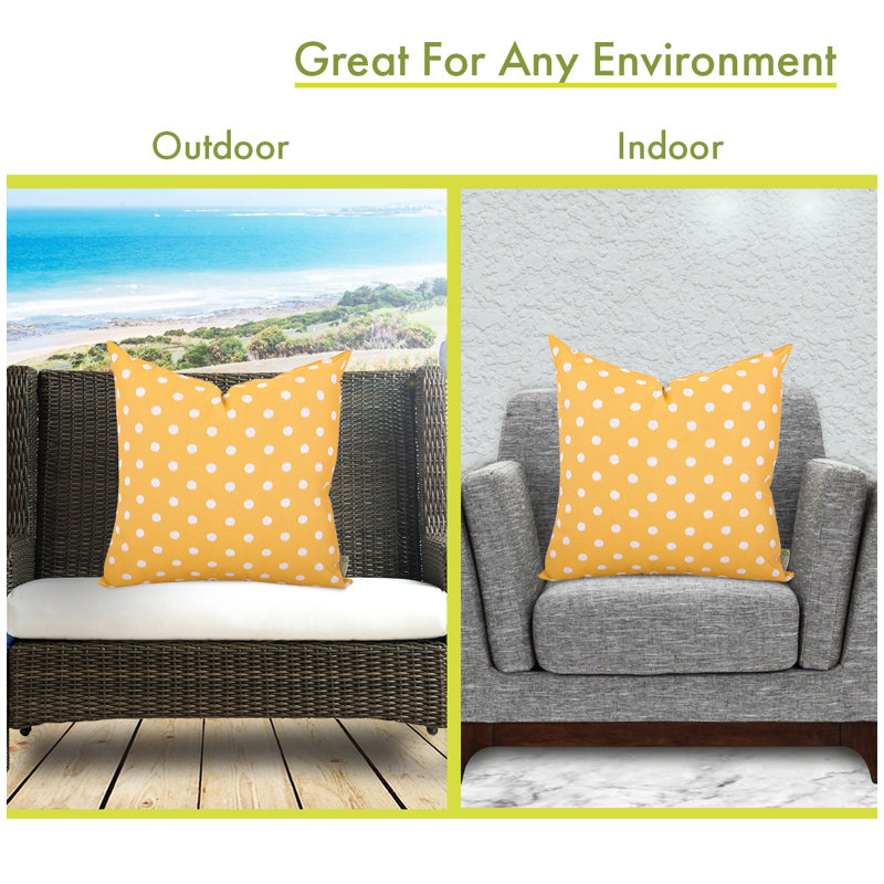 Ikat Dot Polka Dots Outdoor Reversible Throw Pillow, Citrus, Extra Large