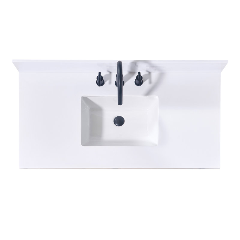 Snow White 43" Composite Stone Vanity Top with Rectangular Sink