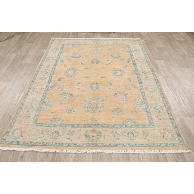 One-of-a-Kind 5' X 6'4" New Age Wool Area Rug in Peach