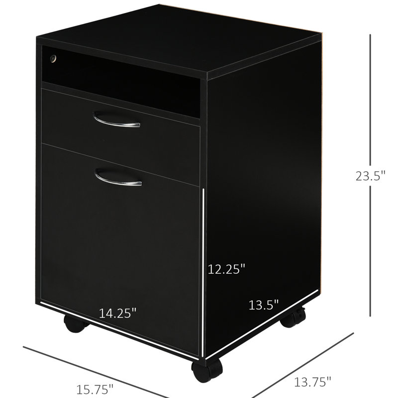 Armoire de rangement mobile avec tiroir et support d'imprimante noir. Vaste espace, se déplace en douceur sur roulettes, s'adapte à une armoire de bureau solide, noir. Libérez, sous les bureaux, construisez