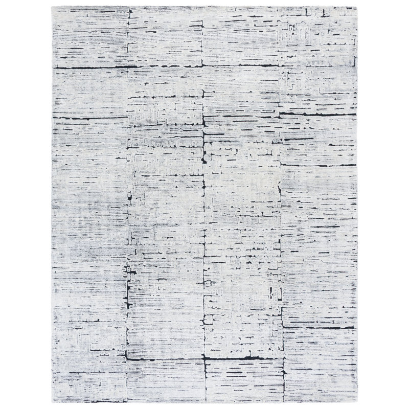 Anindita Hand Tufted Wool/Cotton Rug in Black/Ivory, Rectangle 6" x 9"