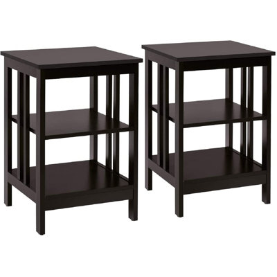 Table de bout en bois à 3 niveaux avec barres latérales