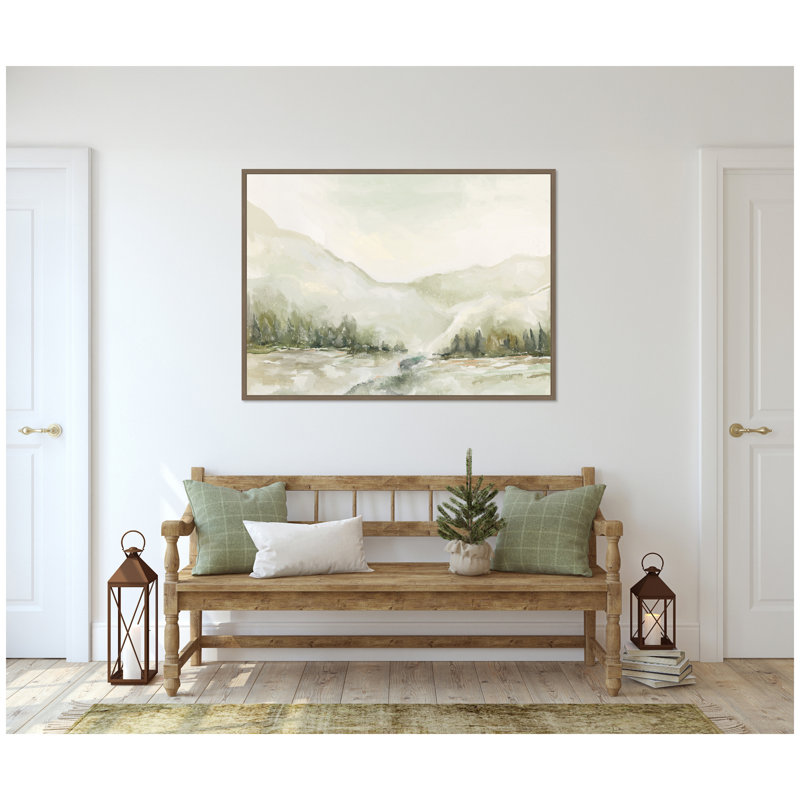 «Winter Landscape 6» par Annie Quigley, reproduction d'art sur toile encadrée, Or foncé