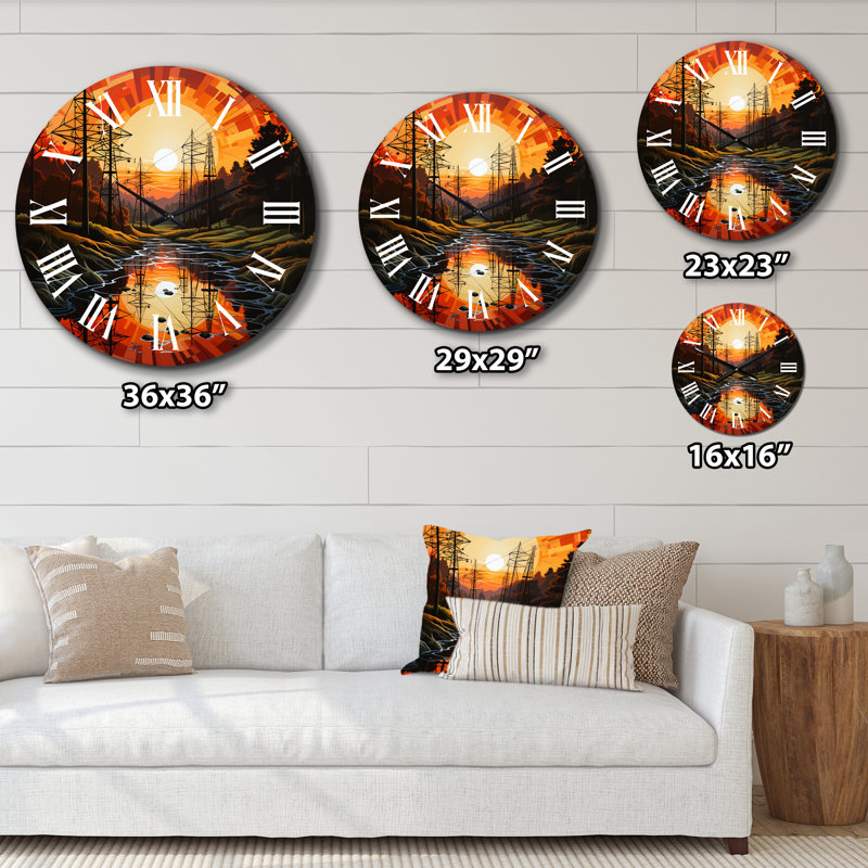 Lignes électriques à découpage silhouette IV - Horloge murale abstraite, Petit