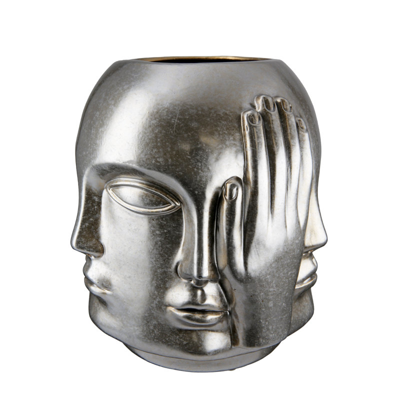 Abuzer Ceramic Table Vase, Silver