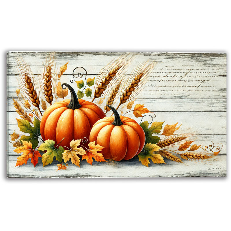 Art sur toile de récolte de citrouille rustique, H 24 po x l 36 po x P 1,5 po