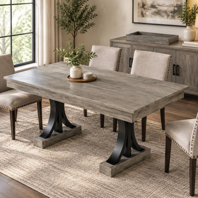 71-Inch Rectangular Dining Table with Two Drawers, Wooden Kitchen Table w/Large Tabletop & Sturdy Frame, Large Dining Table for 6-8 with Double Pedestal, for Dining Room, Office